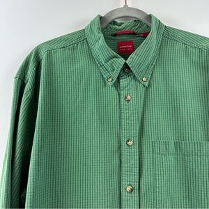 Arrow Green Long Sleeve Button Down Shirt Size XL 100% Cotton